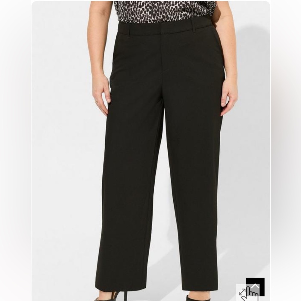 Black wide leg twill high rise pants - Picture 4 of 4